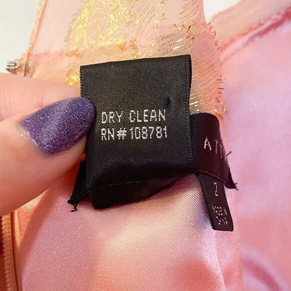 Aidan Mattox Pink and Gold Silk Gown Formal Dress - Picture 4 of 5